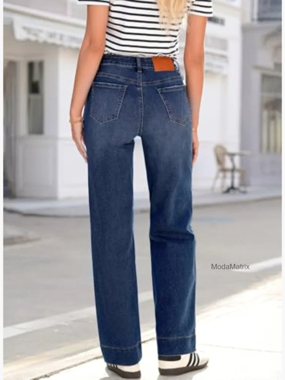High Waisted Wide Leg Stretchy Jeans with Drawstring - Picture 2 of 7